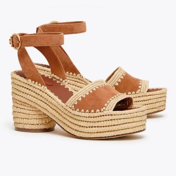 Tory Burch Shoes - Tory Burch Arianne Platform Ankle Strap Chunky‎ Heel 90mm Sandal Brown 10